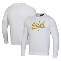 Men's Under Armour White Notre Dame Fighting Irish Rival Gold Rush Raglan Pullover Sweatshirt