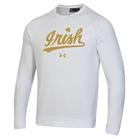 Sweat-shirt blanc Under Armour Notre Dame Fighting Irish Rival Gold Rush Raglan pour hommes