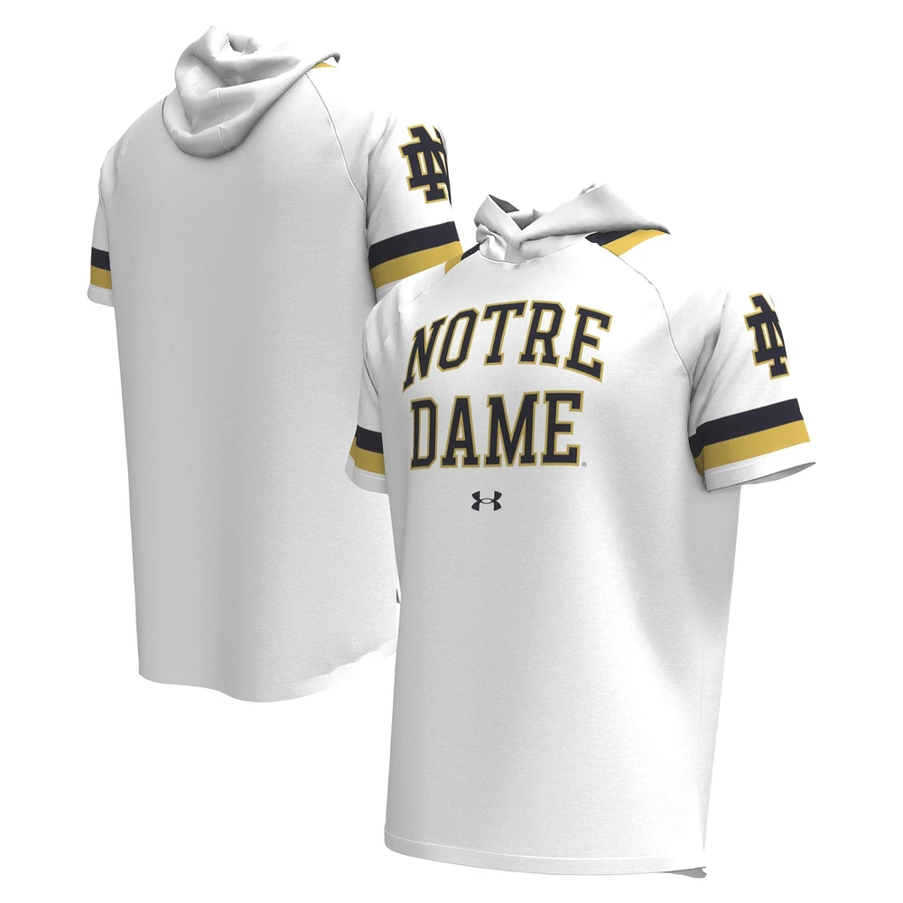 T-shirt à capuche blanc Under Armour Notre Dame Fighting Irish Shooter Raglan pour hommes