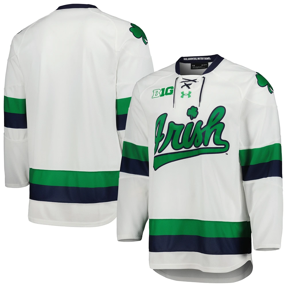 Men's Under Armour White Notre Dame Fighting Irish Team Replica Hockey Jersey