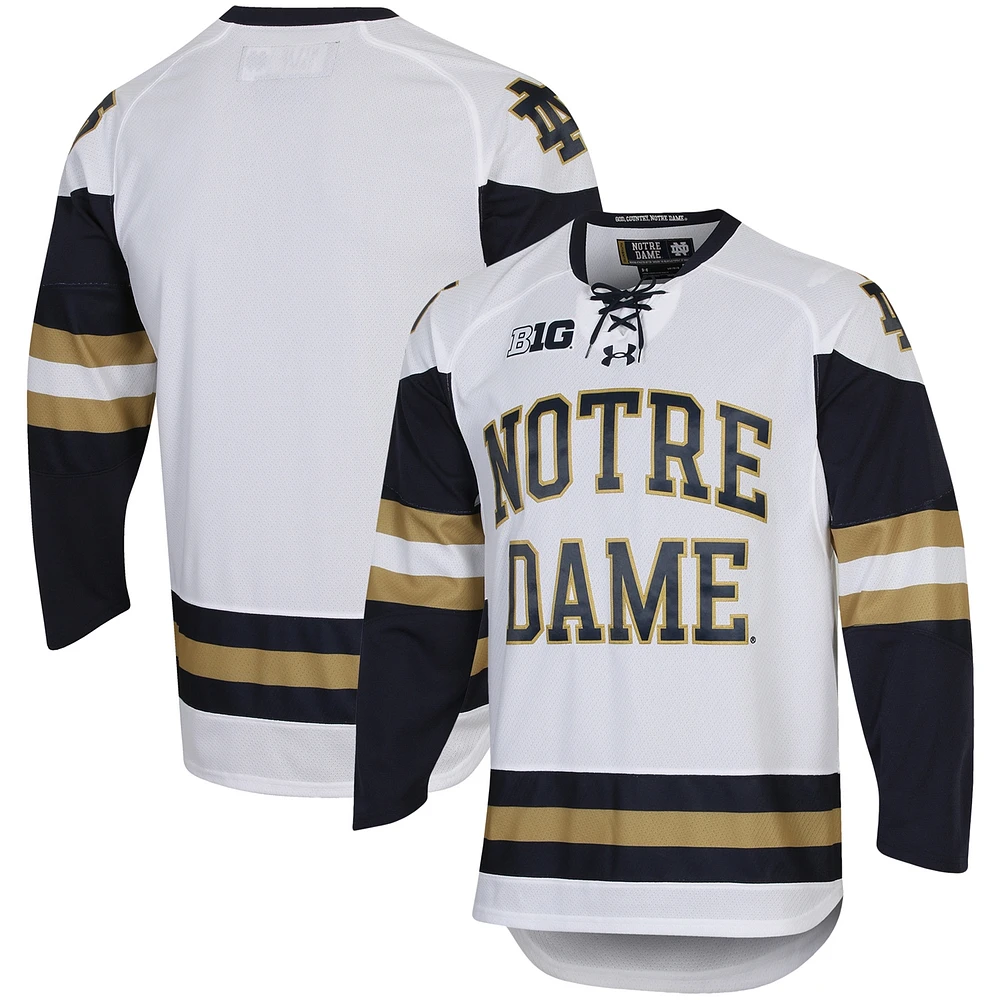 Maillot de hockey Under Armour Notre Dame Fighting Irish UA pour homme blanc