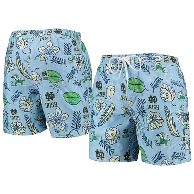 Men's Wes & Willy Light Blue Notre Dame Fighting Irish Vintage Floral Swim Trunks