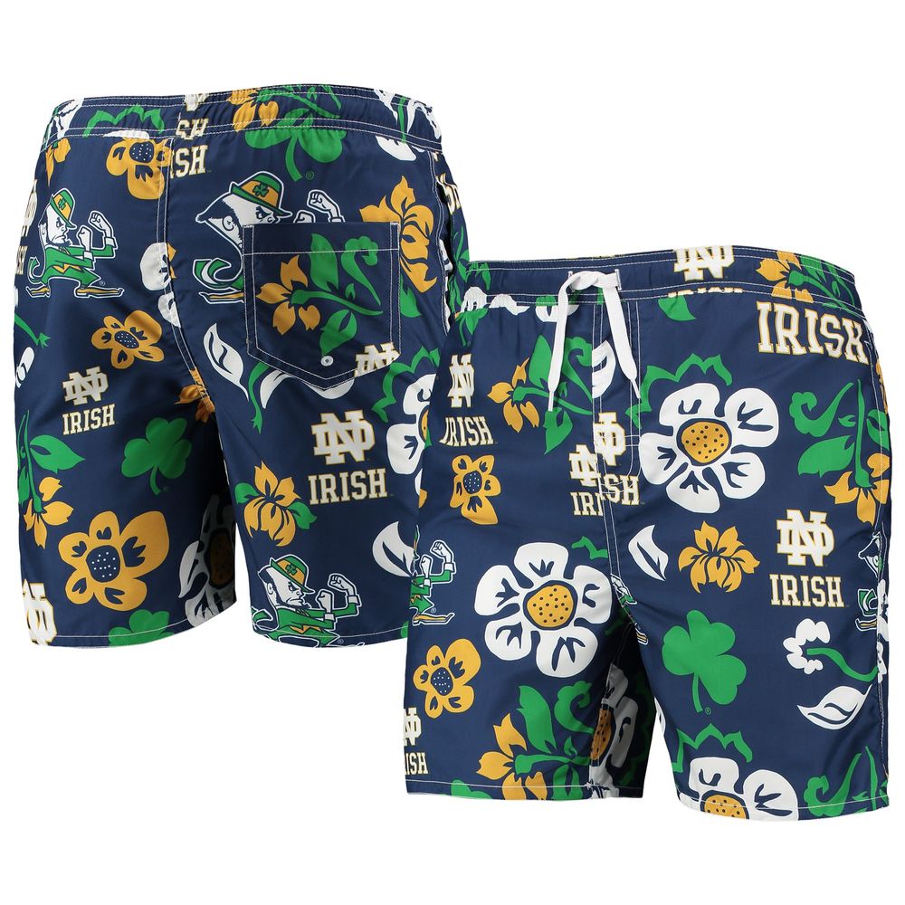 Men's Wes & Willy Navy Notre Dame Fighting Irish Floral Volley Swim Trunks