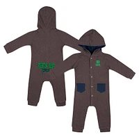 Newborn & Infant Colosseum Charcoal Notre Dame Fighting Irish Zando-Zan Waffle Full-Snap Hooded Romper