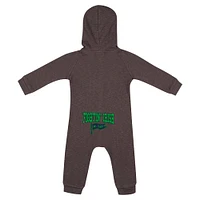 Newborn & Infant Colosseum Charcoal Notre Dame Fighting Irish Zando-Zan Waffle Full-Snap Hooded Romper