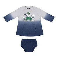 Newborn & Infant Colosseum Gray/Navy Notre Dame Fighting Irish Hand Ombre Dress Bloomers Set