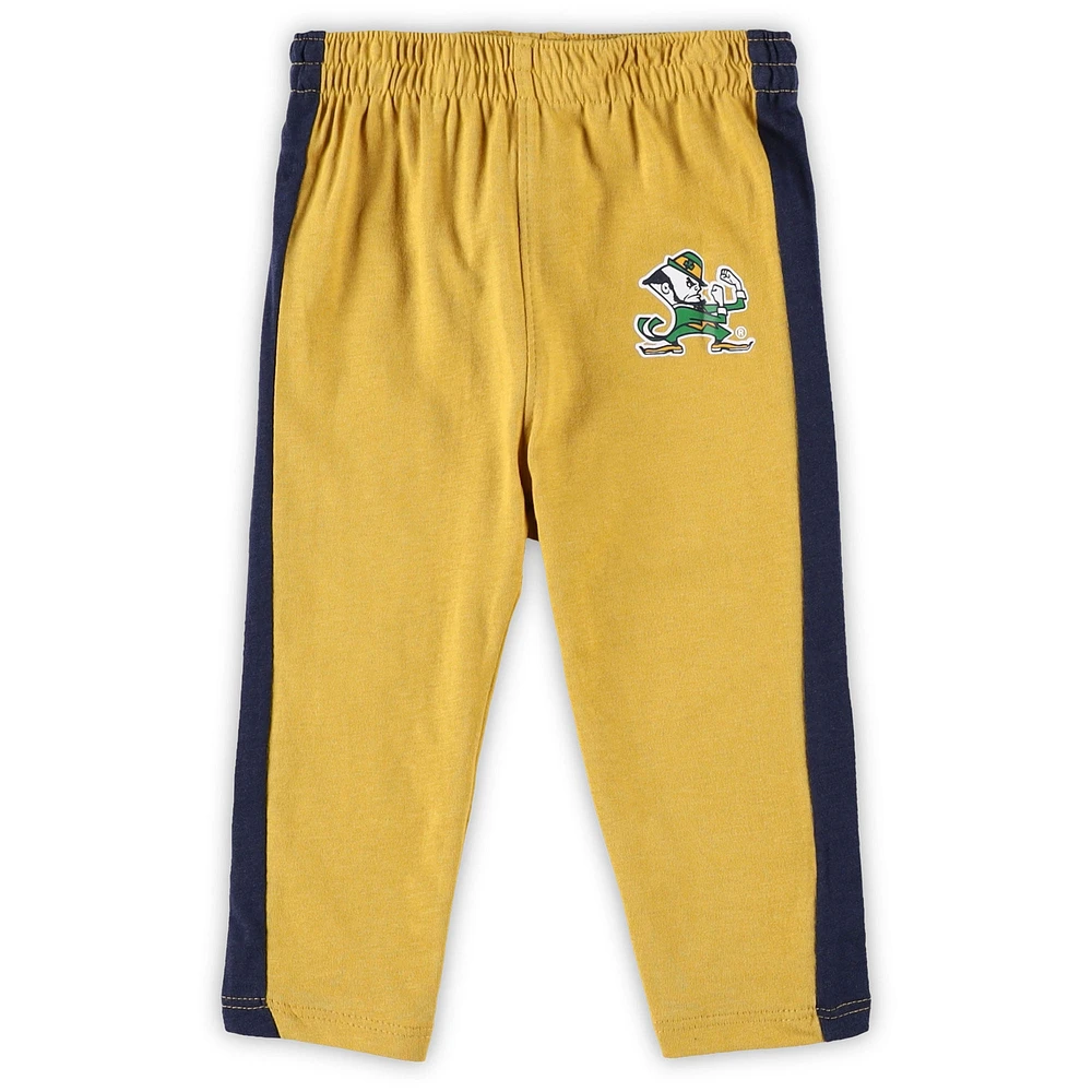 Newborn & Infant Navy/Gold Notre Dame Fighting Irish Little Kicker Long Sleeve Bodysuit Sweatpants Set