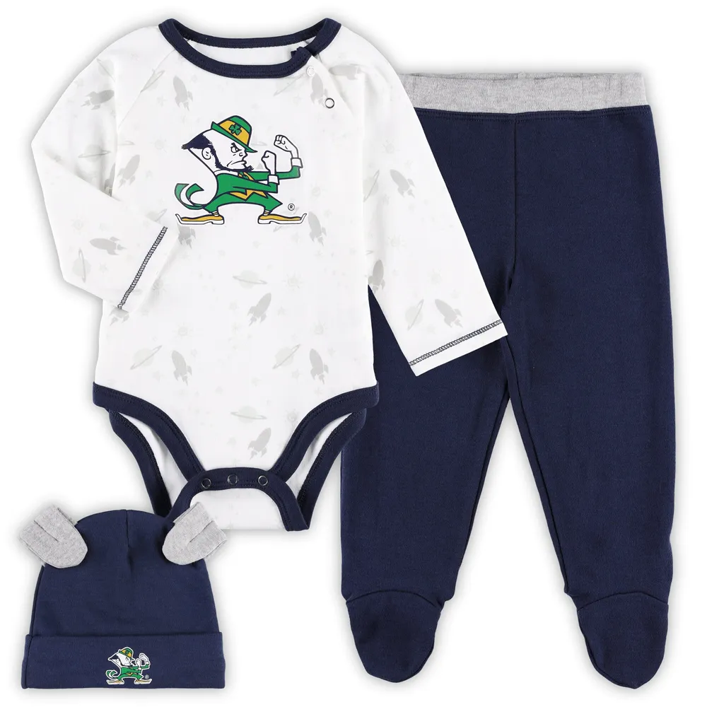 Lids Notre Dame Fighting Irish Newborn & Infant Dream Team Raglan Long  Sleeve Bodysuit, Hat Pants Set - Navy/White