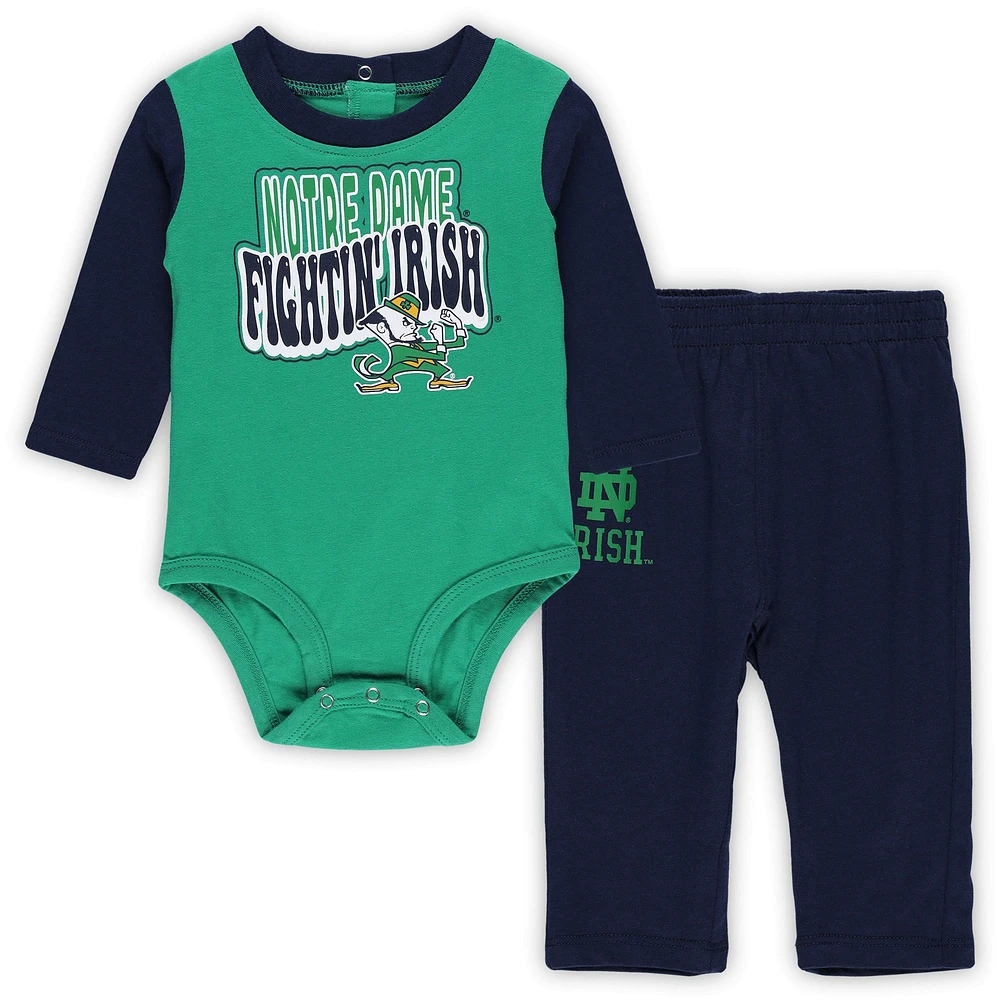 Ensemble body à manches longues et pantalon Double Up pour nouveau-né bébé Notre Dame Fighting Irish