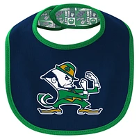 Ensemble body, bavoir et bonnet Dynamic Duo pour nouveau-né nourrisson, bleu marine, Notre Dame Fighting Irish