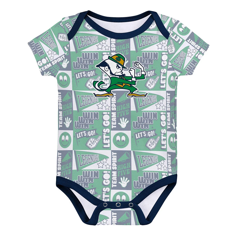 Newborn Navy Notre Dame Fighting Irish Sunday Comics 3-Pack Bodysuit Set