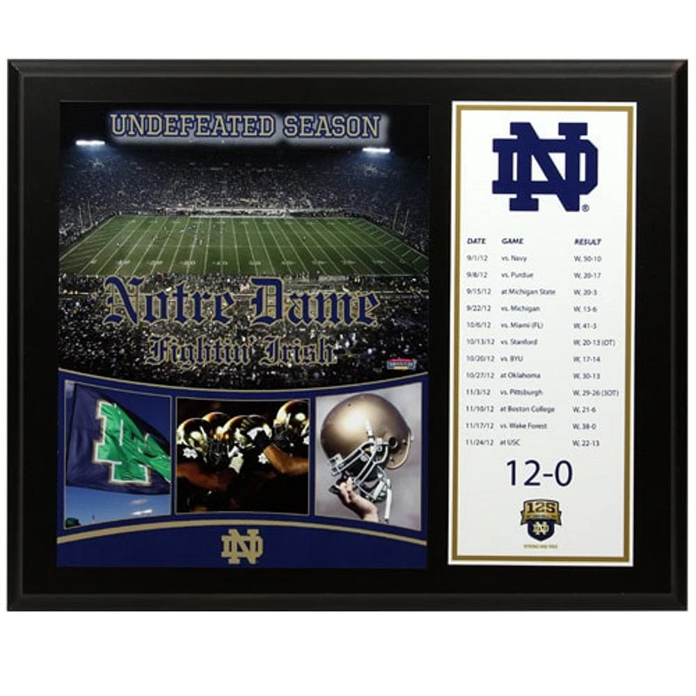 Notre Dame Fighting Irish 12" x 15" 2012 Undefeated Season Regular Season Sublimated Plaque