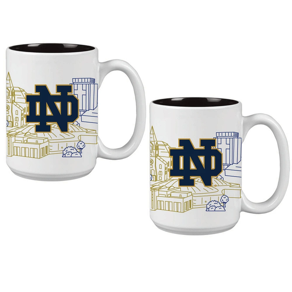 Notre Dame Fighting Irish 15oz. Campus Line Art Coffee Mug Two-Pack