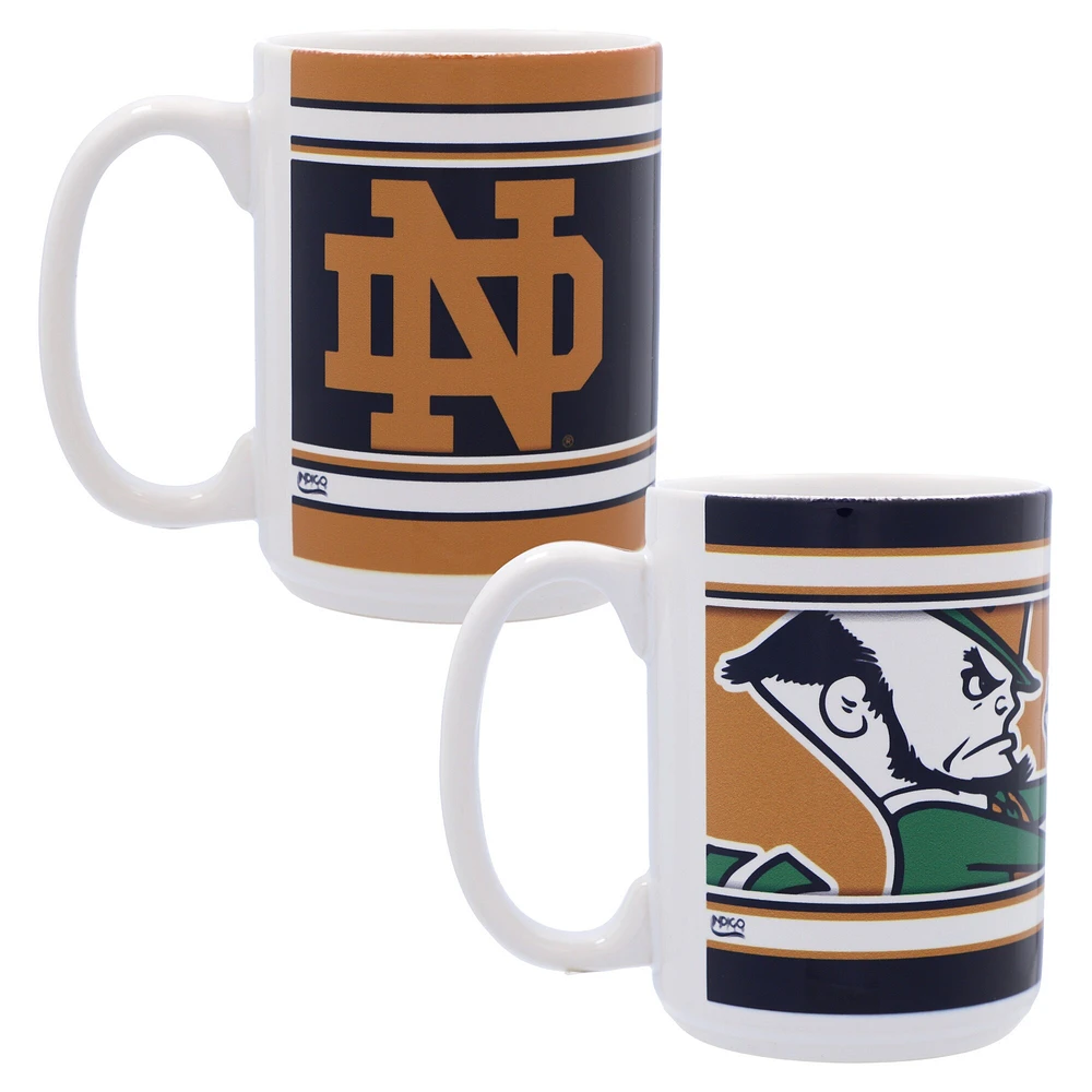 Notre Dame combattant les Irlandais 15oz. Ensemble de 2 tasses Home & Away