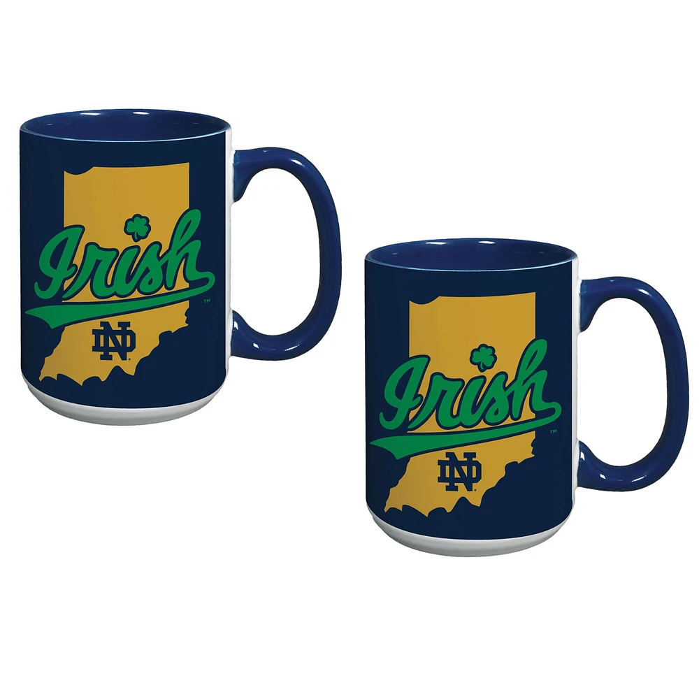 Lot de deux tasses à café de 15 oz des Fighting Irish de Notre Dame