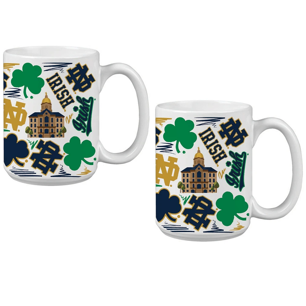 Lot de deux tasses à café locales de 15 oz des Fighting Irish de Notre Dame