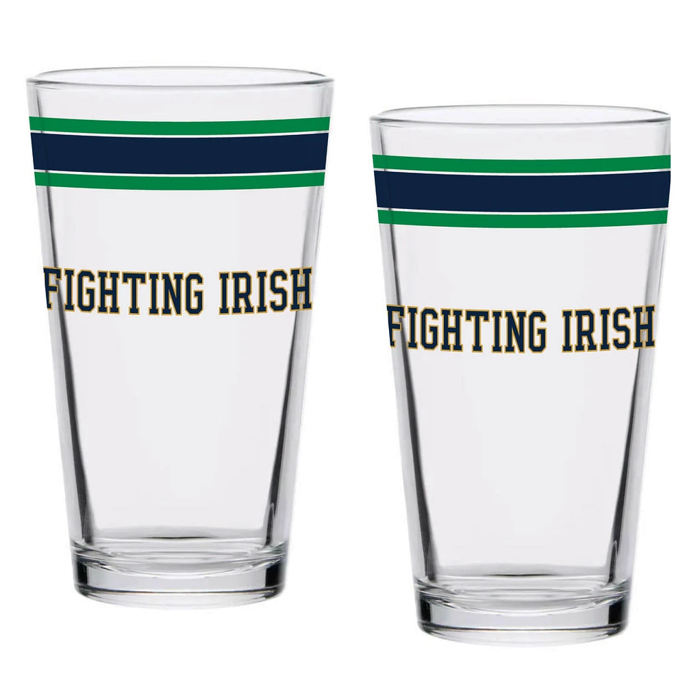 Lot de deux verres à bière classiques de 16 oz de Notre Dame Fighting Irish