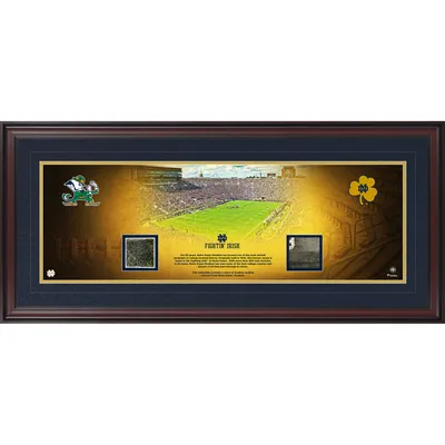 Notre Dame Fighting Irish Fanatics Authentic Framed 10" x 30" Stadium Panoramic Photograph with Freeze Dried Turf and Bench From Notre Dame Stadium