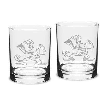 Notre Dame Fighting Irish Set of 2 Leprechaun Traditional Double Old Fashioned Glasses