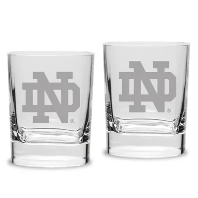 Notre Dame Fighting Irish Set of 2 Logo Square Double Old Fashioned Glasses