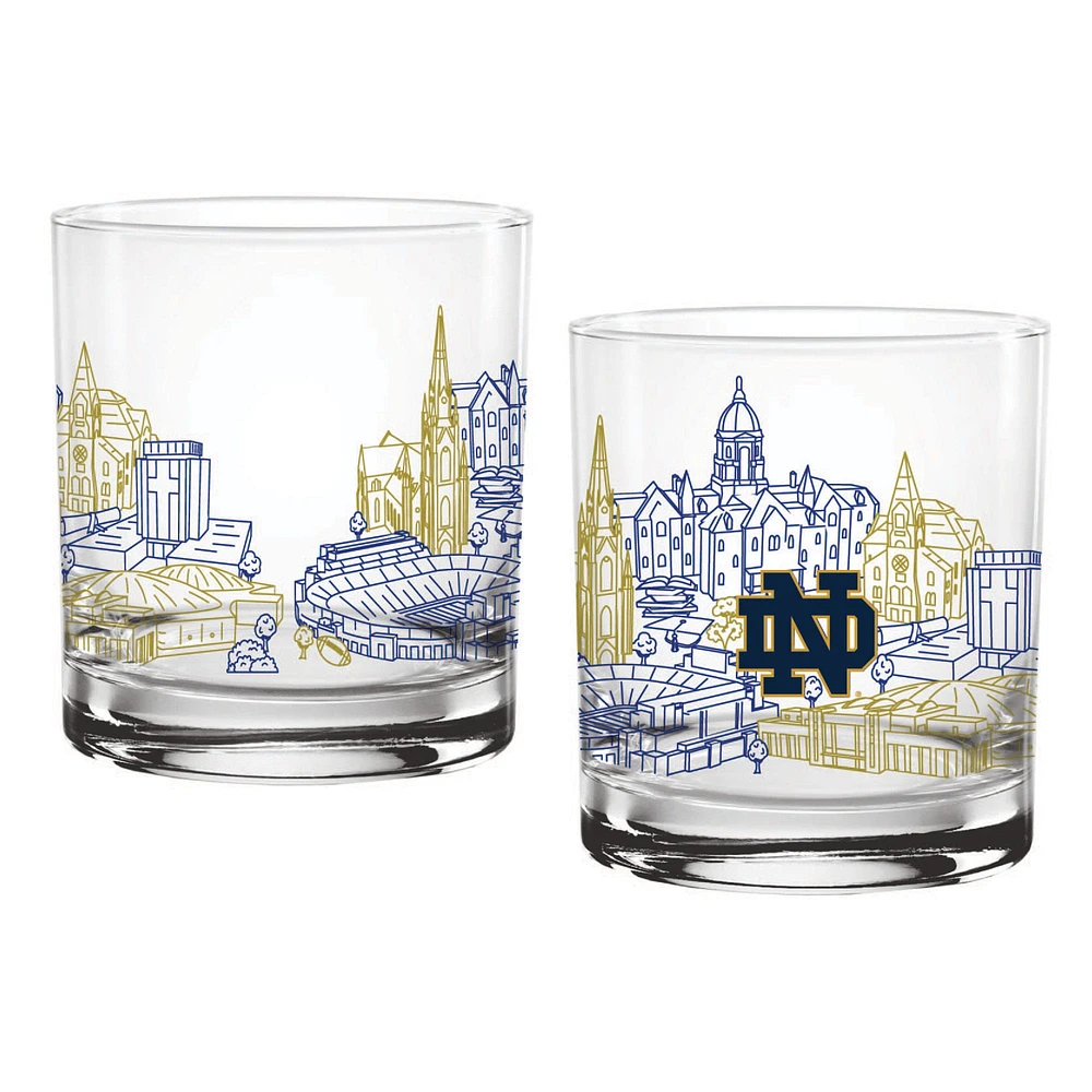 Notre Dame Fighting Irish Two-Pack 14oz. Campus Line Art Glass