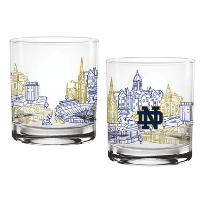 Notre Dame Fighting Irish Lot de deux 14 oz. Verre d’art de ligne de campus