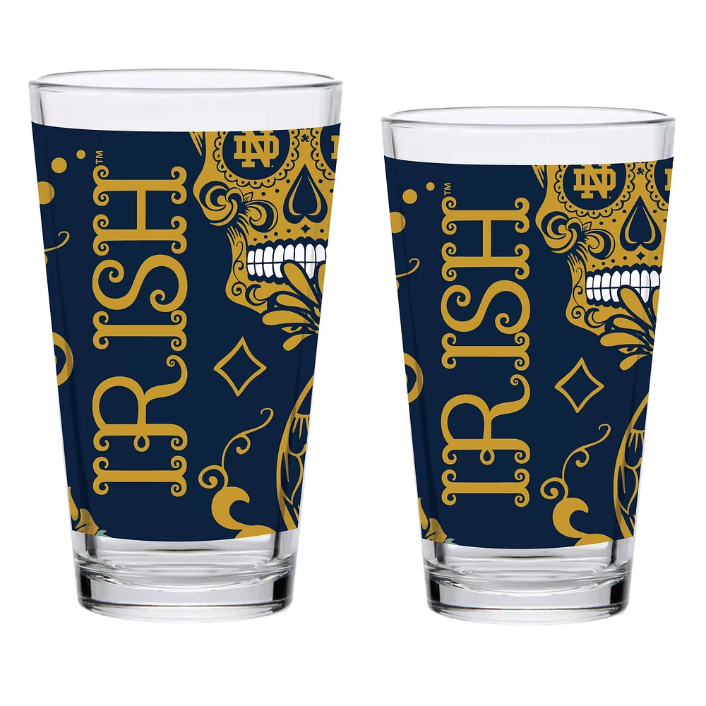 Notre Dame Fighting Irish Two-Pack 16oz. Dia De Los Muertos Pint Glass Set