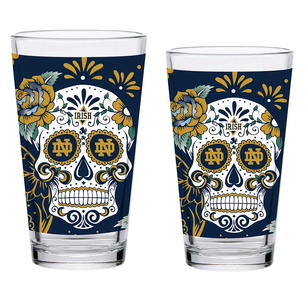 Notre Dame Fighting Irish Lot de deux 16oz. Ensemble de verres à pinte Dia De Los Muertos