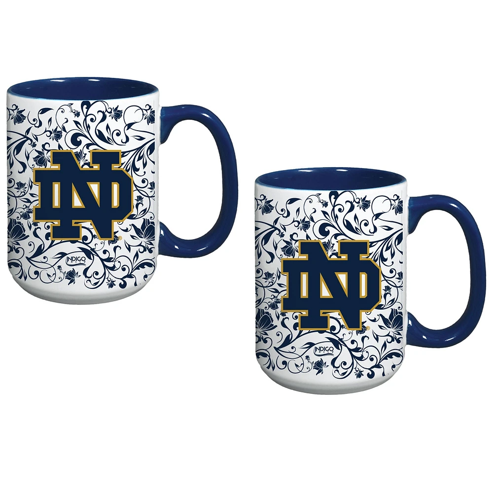 Ensemble de deux tasses à fleurs Notre Dame Fighting Irish