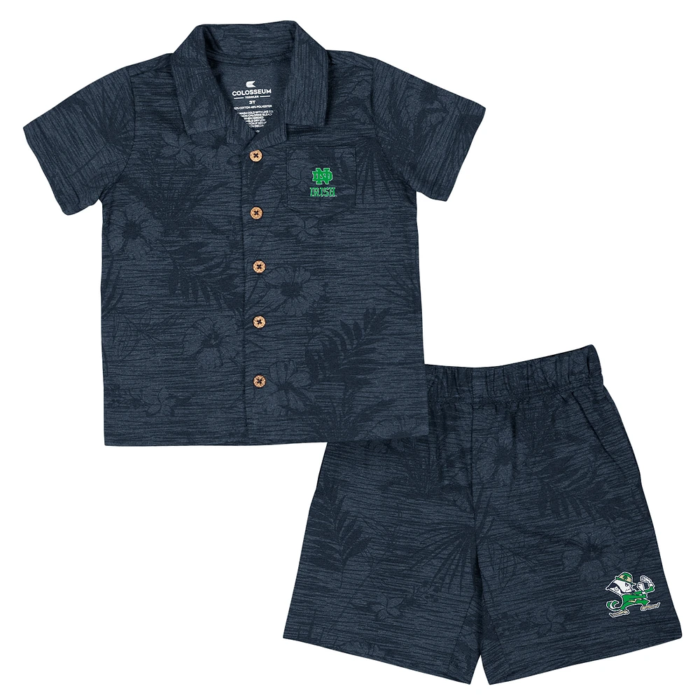 Toddler Colosseum  Navy Notre Dame Fighting Irish Fern Champ Shirt and Shorts Set