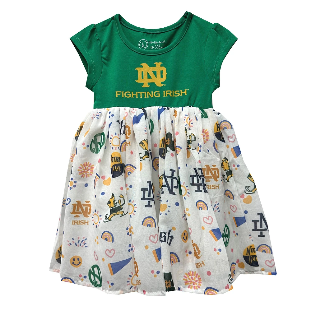 Toddler Wes & Willy  Green Notre Dame Fighting Irish Vault Princess Dress
