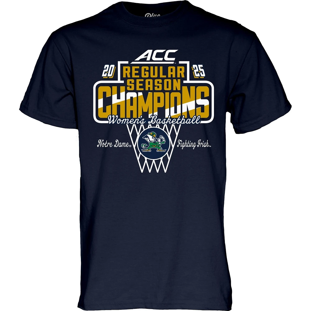 Unisex Blue 84  Navy Notre Dame Fighting Irish 2025 ACC Women's Basketball Regular Season Champions T-Shirt