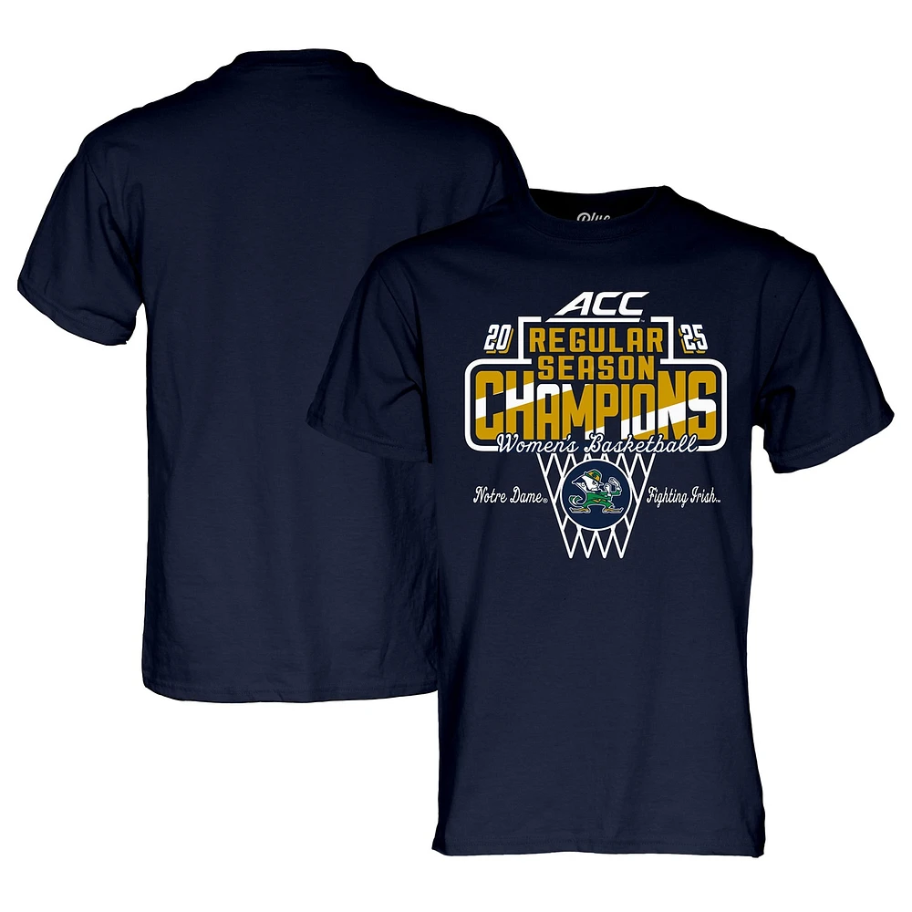 Unisex Blue 84 Navy Notre Dame Fighting Irish 2025 ACC Women's Basketball Regular Season Champions T-Shirt