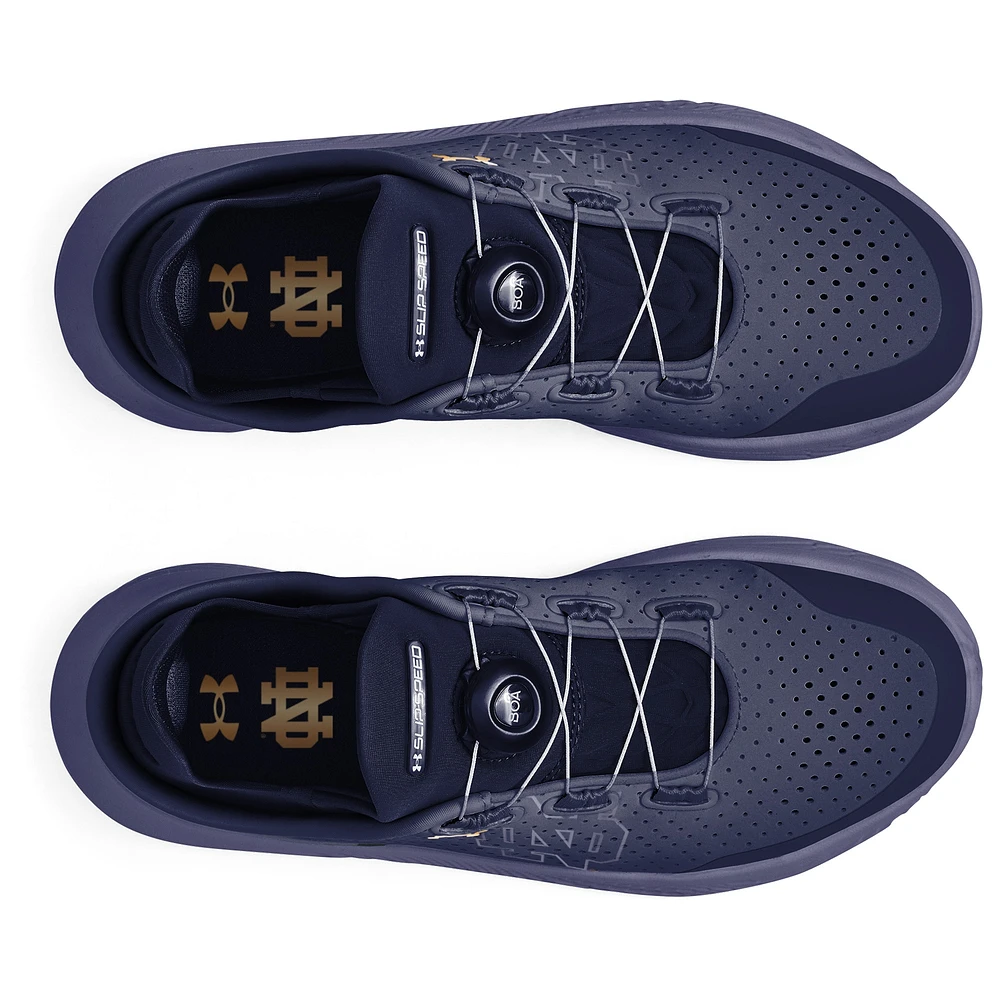 Chaussures de course unisexes Under Armour bleu marine Notre Dame Fighting Irish SlipSpeed