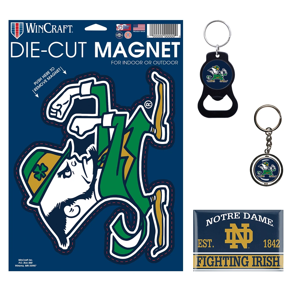 Lot de 4 porte-clés et aimants WinCraft Notre Dame Fighting Irish