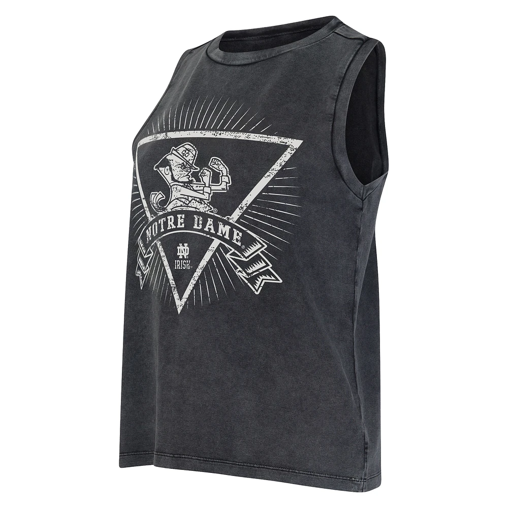 Débardeur en tissu éponge français Distressed Market de Notre Dame Fighting Irish pour femme Concepts Sport Charcoal