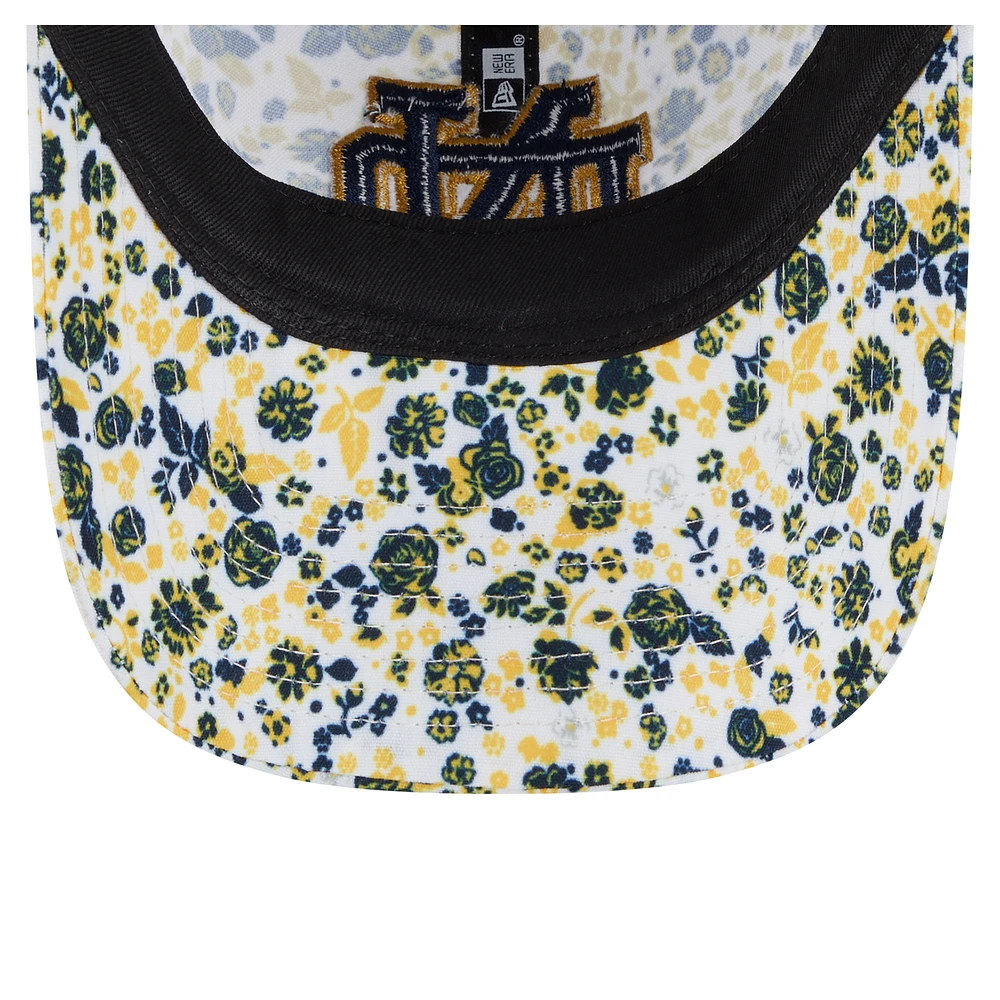 Casquette ajustable New Era blanche Notre Dame Fighting Irish Blooming 9TWENTY pour femme