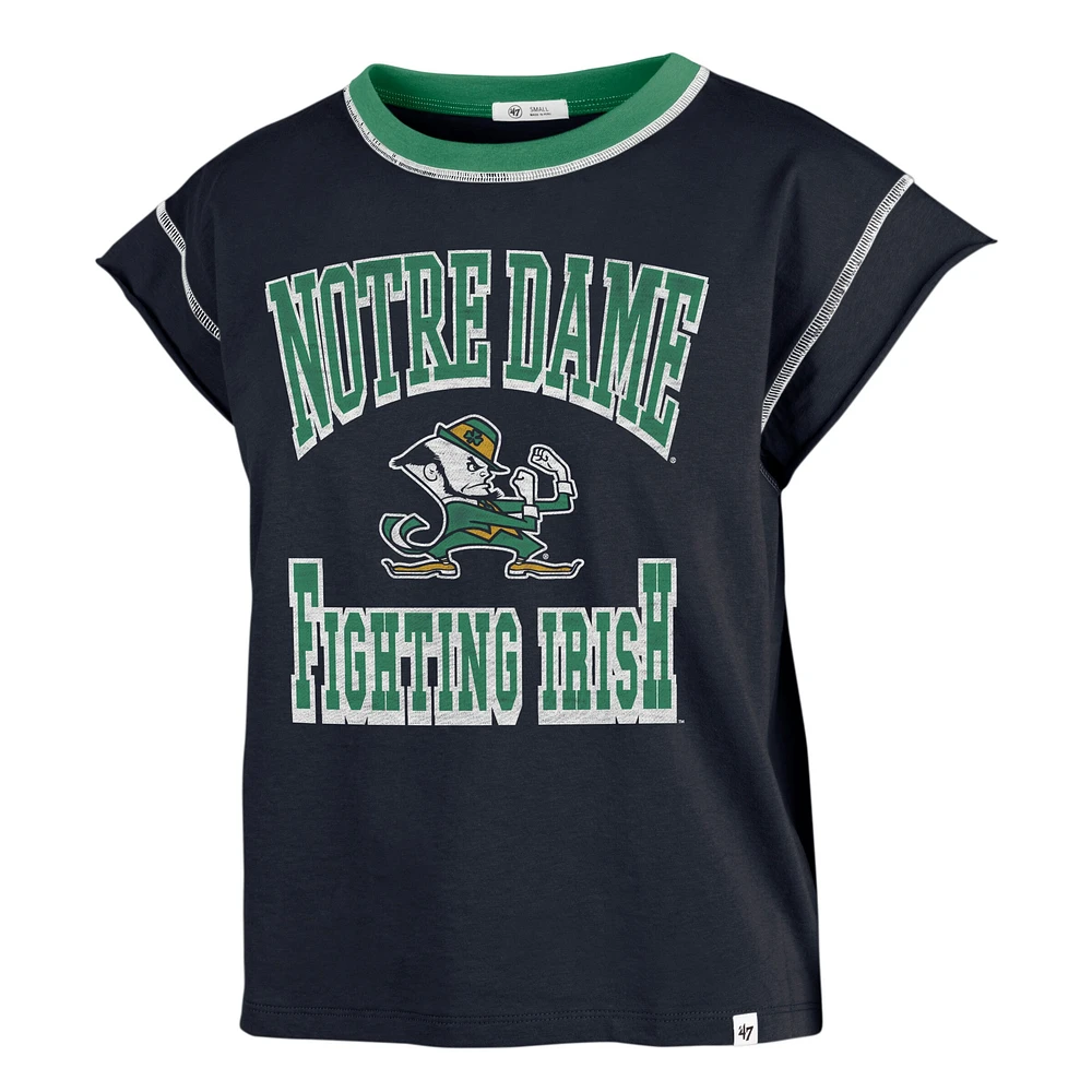 T-shirt '47 bleu marine Notre Dame Fighting Irish Sound Up Maya Cutoff pour femme