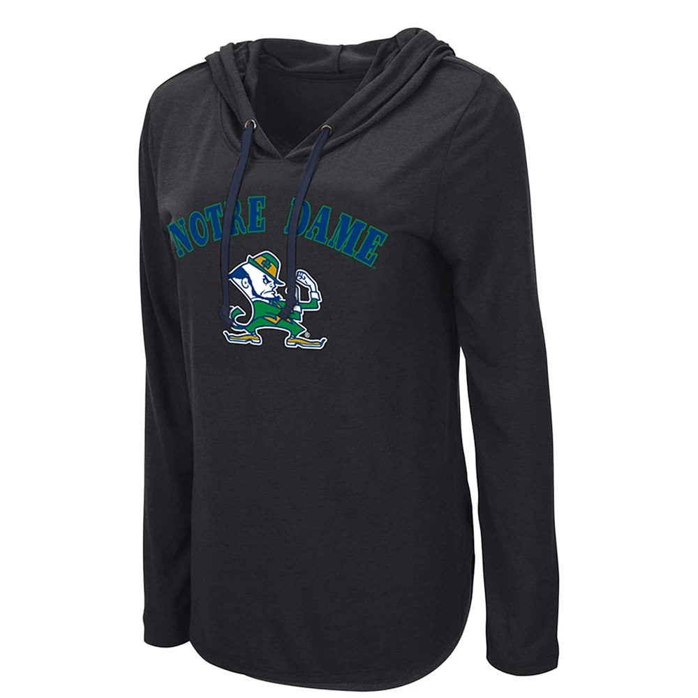 Women's Colosseum Black Notre Dame Fighting Irish My Lover Lightweight Hooded Long Sleeve T-Shirt