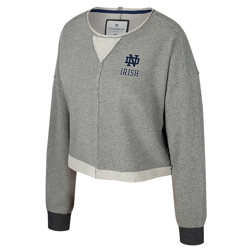 Sweat-shirt court à encolure dégagée pour femme Colosseum Charcoal Notre Dame Fighting Irish Magnum