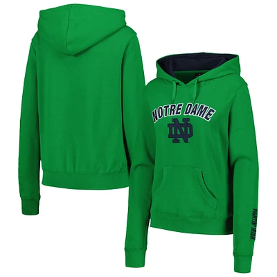 Women's Colosseum Green Notre Dame Fighting Irish Arch & Logo Pullover Hoodie