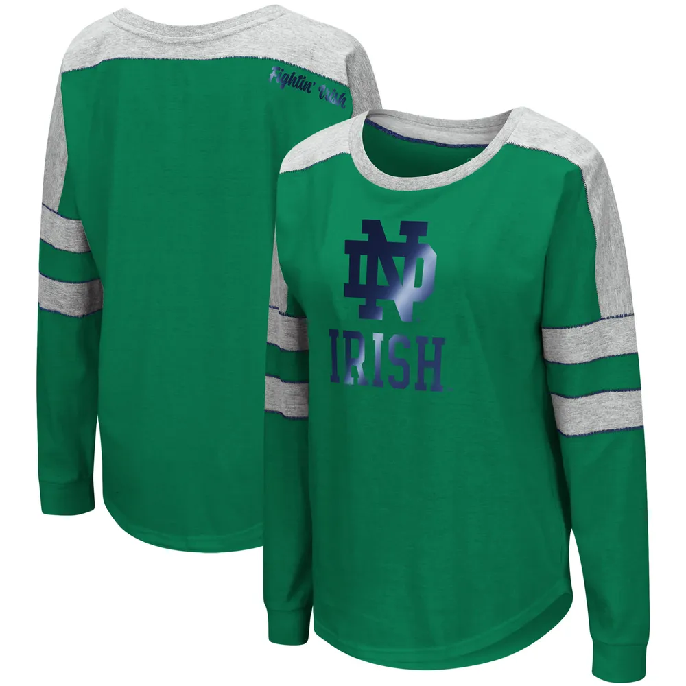 Women's Colosseum Green Notre Dame Fighting Irish Trey Dolman Long Sleeve T-Shirt