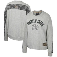 Women's Colosseum Heather Gray Notre Dame Fighting Irish OHT Military Appreciation Flag Rank Dolman Pullover Sweatshirt