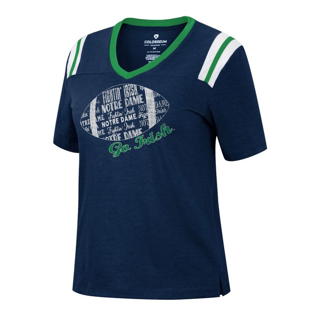 T-shirt Colosseum Heathered Navy Notre Dame Fighting Irish 15 Min Early Football pour femme