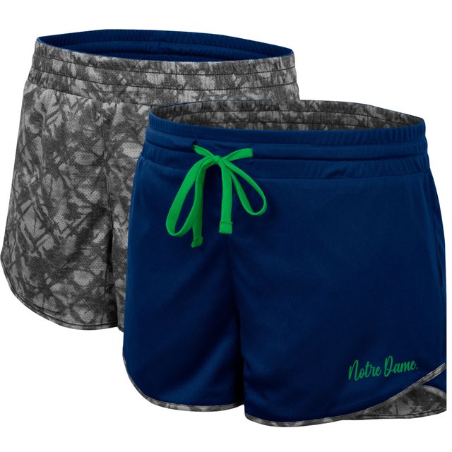 Short réversible pour femme Colosseum Navy/Charcoal Notre Dame Fighting Irish Fun Stuff