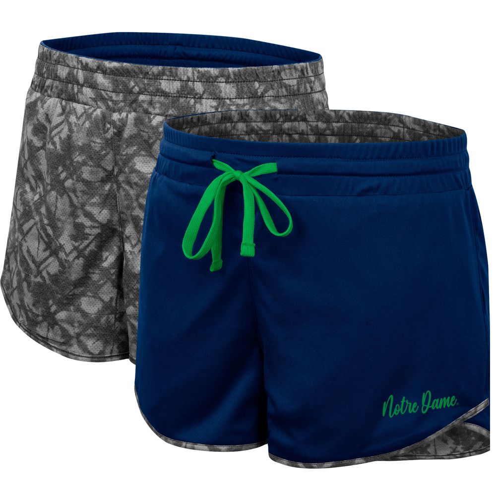 Women's Colosseum Navy/Charcoal Notre Dame Fighting Irish Fun Stuff Reversible Shorts