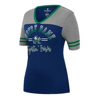 Women's Colosseum Navy/Heathered Gray Notre Dame Fighting Irish There You Are V-Neck T-Shirt