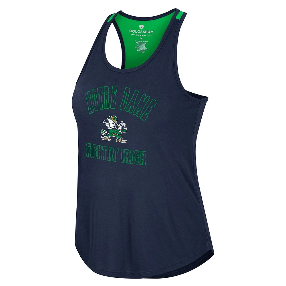 Women's Colosseum Navy Notre Dame Fighting Irish 10 Days Racerback Scoop Neck Tank Top
