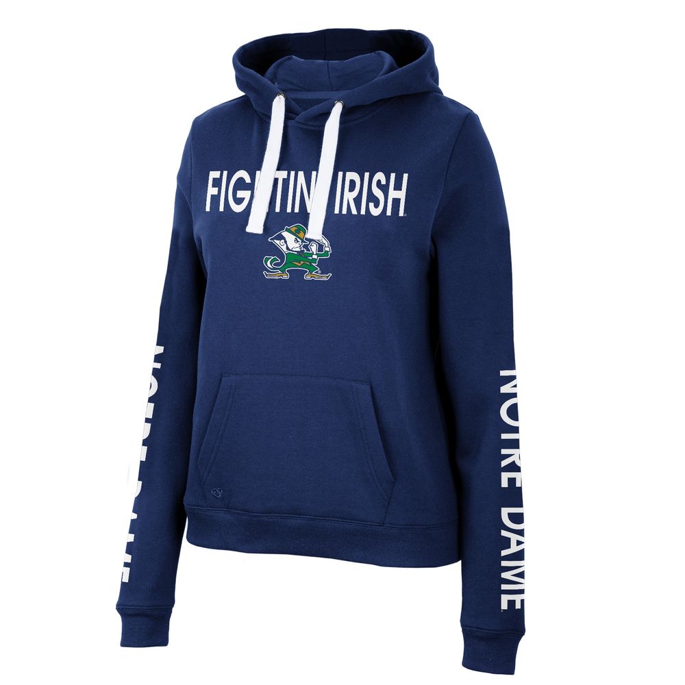 Women's Colosseum Navy Notre Dame Fighting Irish 3-Hit Pullover Sweatshirt