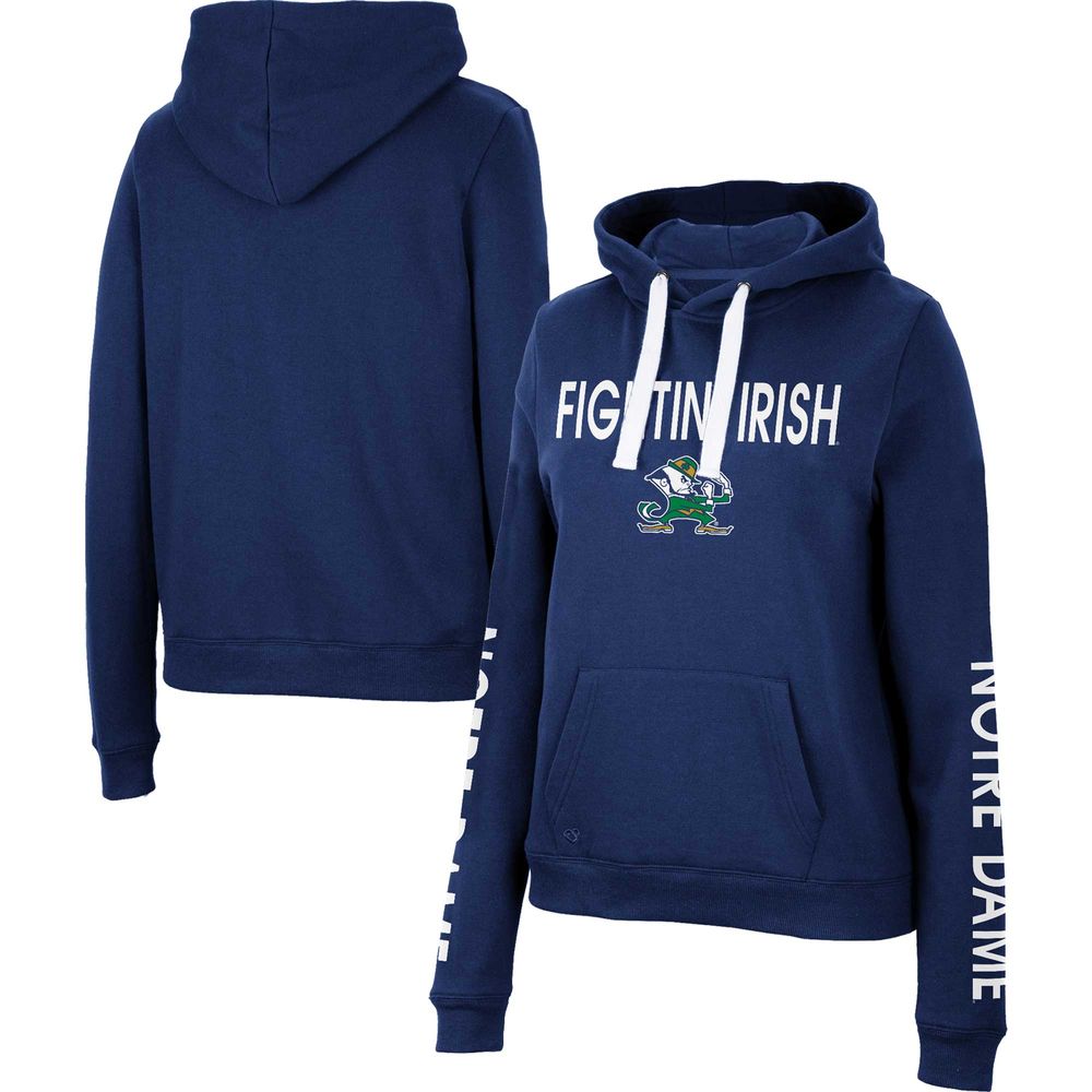 Women's Colosseum Navy Notre Dame Fighting Irish 3-Hit Pullover Sweatshirt